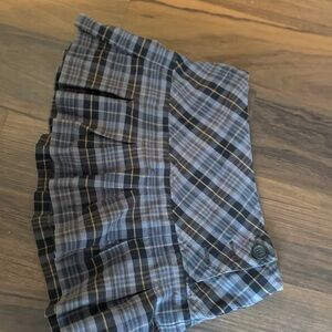 Girls Pleated Plaid Skirt - Blue and Gray